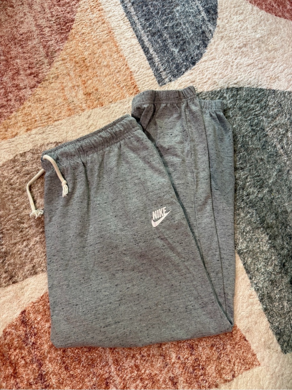 Nike Light Gray Speckled Sweatpants with White Logo